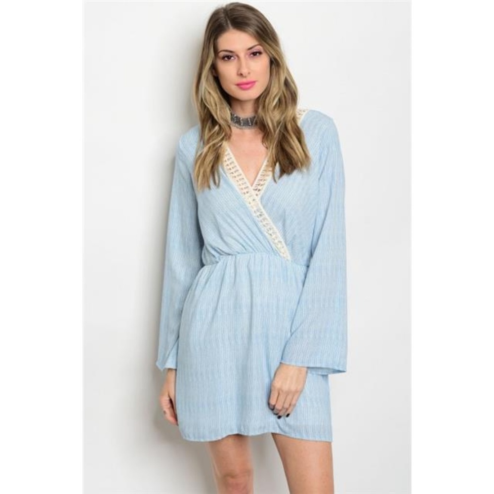 Light Blue Boho Style Tunic Dress - Picture 1 of 2